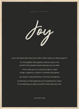 Joy Word of Intention Framed print 50x70 cm / 20x28″ Wood frame Carbon paper