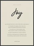 Joy Word of Intention Framed print 60x80 cm / 24x32″ Black frame Linen paper