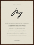 Joy Word of Intention Framed print 60x80 cm / 24x32″ Dark wood frame Linen paper