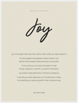 Joy Word of Intention Framed print 60x80 cm / 24x32″ White frame Linen paper