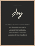 Joy Word of Intention Framed print 60x80 cm / 24x32″ Wood frame Carbon paper
