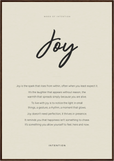 Joy Word of Intention Framed print 70x100 cm / 28x40″ Dark wood frame Linen paper