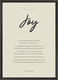 Joy Word of Intention Framed print A2 (42 x 59.4  cm) Black frame Linen paper