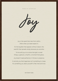 Joy Word of Intention Framed print A2 (42 x 59.4  cm) Dark wood frame Linen paper