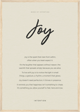 Joy Word of Intention Framed print A2 (42 x 59.4  cm) Wood frame Linen paper