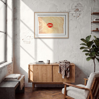 Kiss My Ass Framed print 60x80 cm / 24x32″ Wood frame in interior