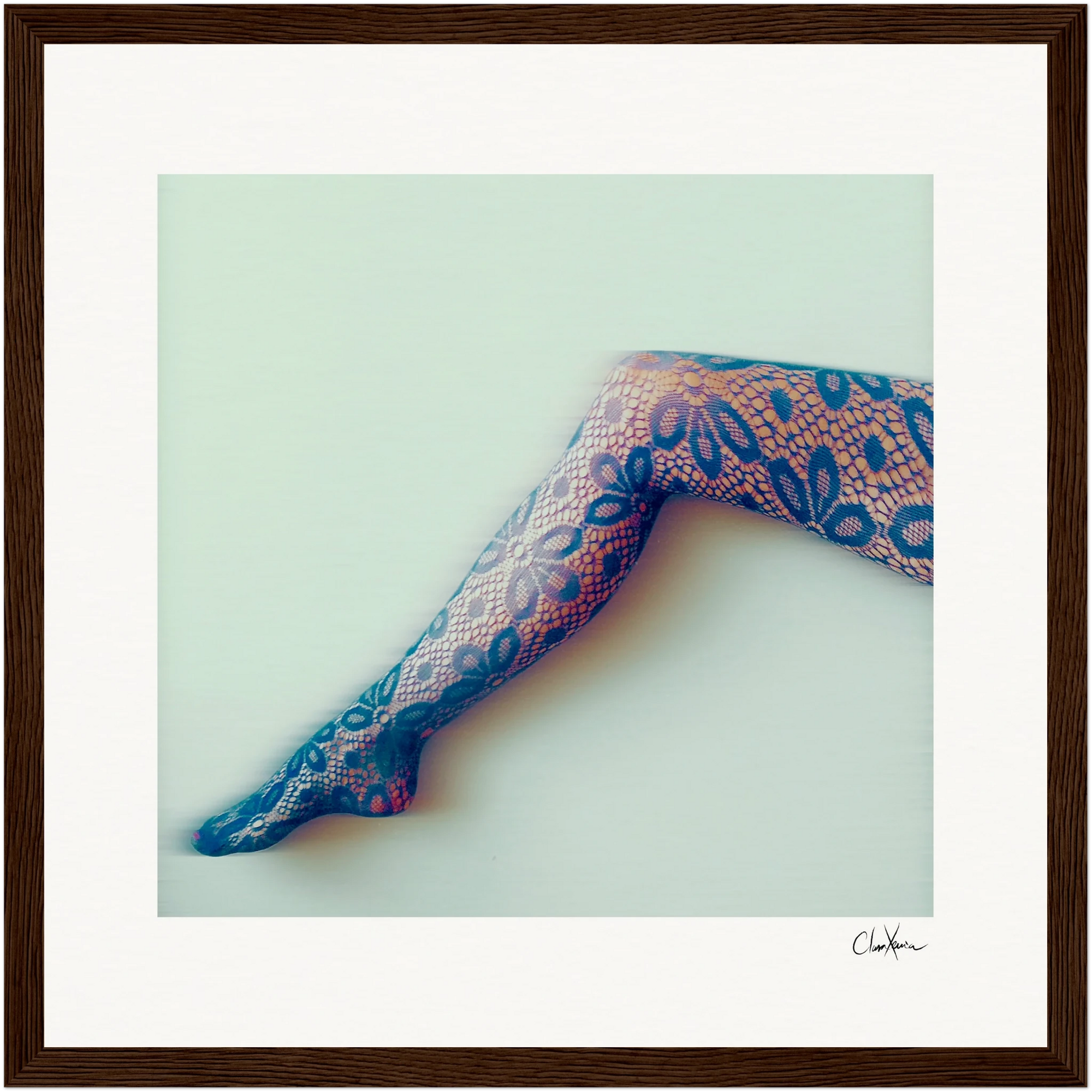 Lacey Leg Framed print 30x30 cm / 12x12″ Dark wood frame 32