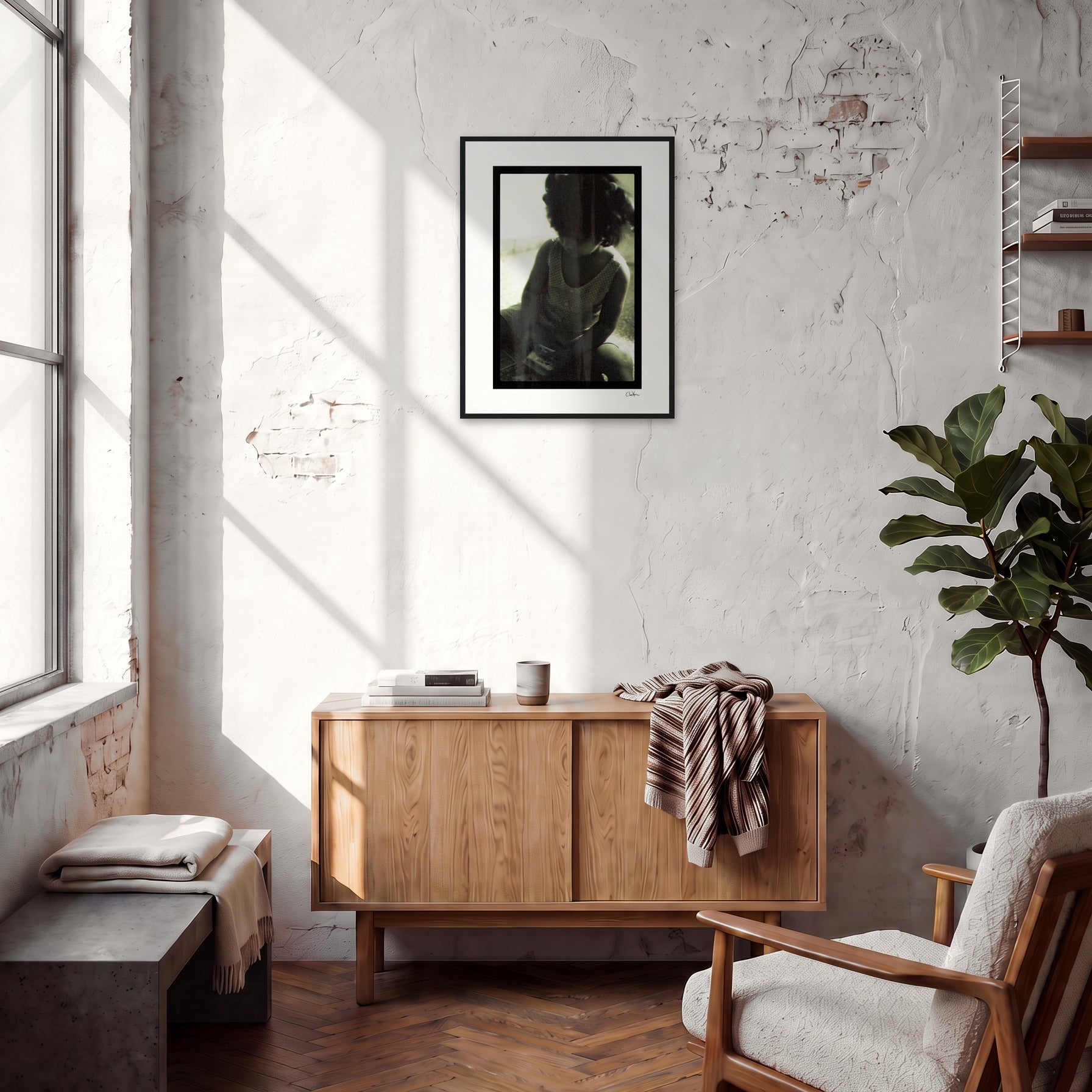Little Secret Framed print 45x60 cm / 18x24″ Black frame in interior