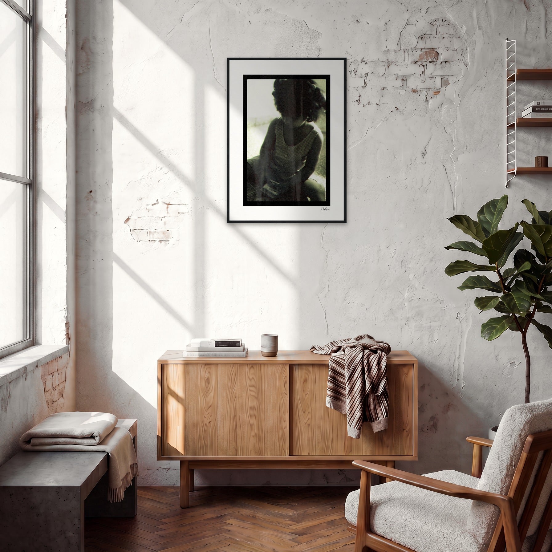 Little Secret Framed print 50x70 cm / 20x28″ Black frame in interior