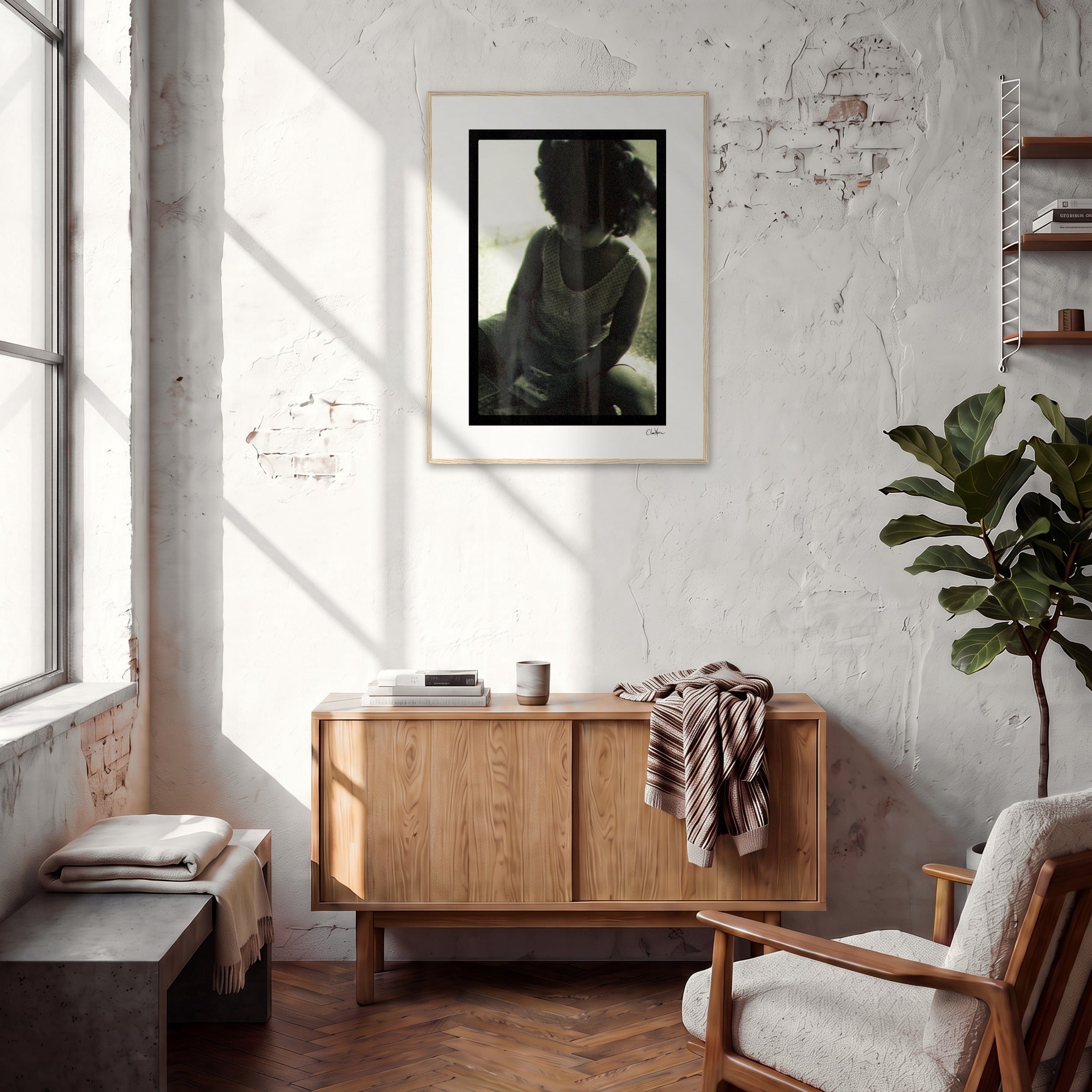 Little Secret Framed print 60x80 cm / 24x32″ Wood frame in interior