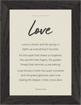Love Word of Intention Framed print 13x18 cm / 5x7″ Black frame Linen paper
