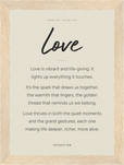 Love Word of Intention Framed print 13x18 cm / 5x7″ Wood frame Linen paper