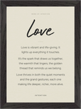 Love Word of Intention Framed print 21x29.7 cm / 8x12" Black frame Linen paper