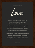 Love Word of Intention Framed print 21x29.7 cm / 8x12" Dark wood frame Carbon paper