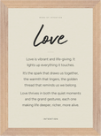 Love Word of Intention Framed print 21x29.7 cm / 8x12" Wood frame Linen paper