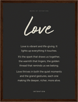 Love Word of Intention Framed print 30x40 cm / 12x16″ Dark wood frame Carbon paper
