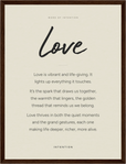Love Word of Intention Framed print 30x40 cm / 12x16″ Dark wood frame Linen paper