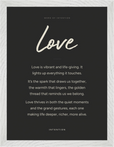 Love Word of Intention Framed print 30x40 cm / 12x16″ White frame Carbon paper