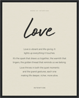 Love Word of Intention Framed print 40x50 cm / 16x20″ Black frame Linen paper