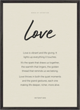 Love Word of Intention Framed print 50x70 cm / 20x28″ Black frame Linen paper