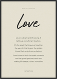 Love Word of Intention Framed print 50x70 cm / 20x28″ Black frame Linen paper