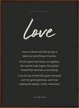 Love Word of Intention Framed print 50x70 cm / 20x28″ Dark wood frame Carbon paper