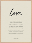 Love Word of Intention Framed print 60x80 cm / 24x32″ Wood frame Linen paper