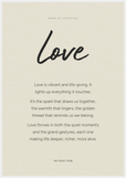 Love Word of Intention Framed print 70x100 cm / 28x40″ White frame Linen paper