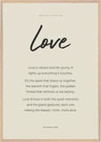 Love Word of Intention Framed print 70x100 cm / 28x40″ Wood frame Linen paper