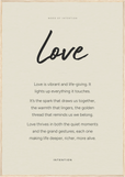 Love Word of Intention Framed print 70x100 cm / 28x40″ Wood frame Linen paper