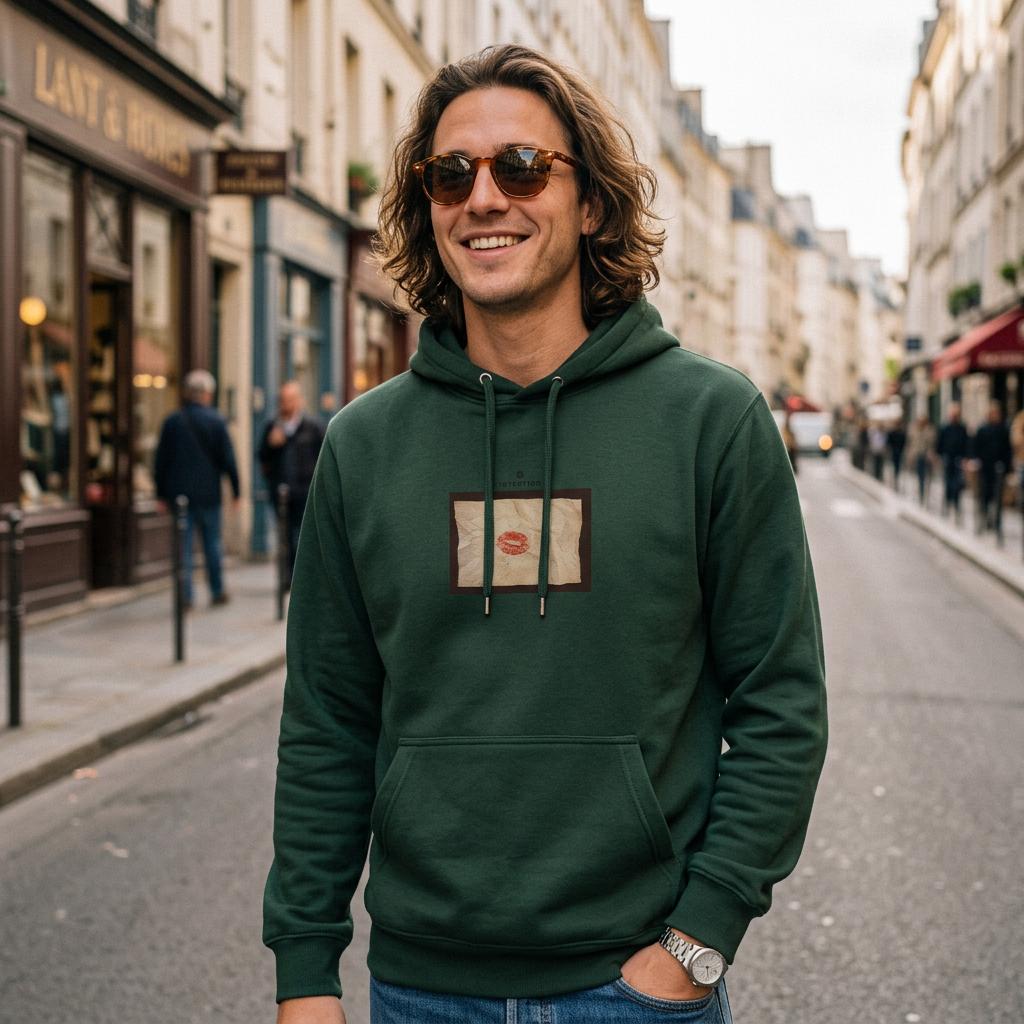 Lucky  Hoodie  "Kiss my Ass"Bottle Green 1