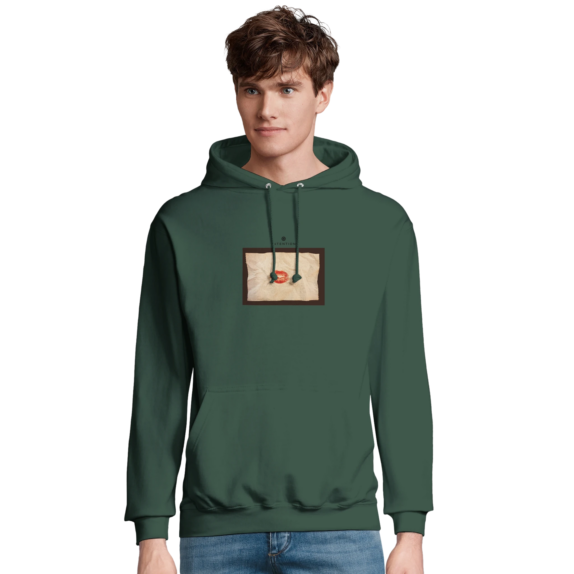 Lucky - "Kiss my Ass" Hoodie Bottle Green XS 46