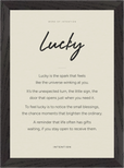 Lucky Word of Intention Framed print 21x29.7 cm / 8x12" Black frame Linen paper
