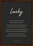 Lucky Word of Intention Framed print 21x29.7 cm / 8x12" Dark wood frame Carbon paper