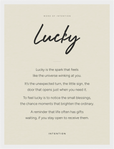 Lucky Word of Intention Framed print 30x40 cm / 12x16″ White frame Linen paper