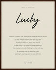Lucky Word of Intention Framed print 40x50 cm / 16x20″ Dark wood frame Linen paper