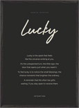 Lucky Word of Intention Framed print 50x70 cm / 20x28″ Black frame Carbon paper