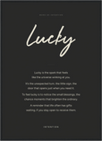Lucky Word of Intention Framed print 50x70 cm / 20x28″ Black frame Carbon paper