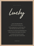 Lucky Word of Intention Framed print 50x70 cm / 20x28″ Wood frame Carbon paper