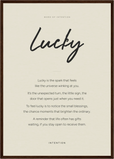 Lucky Word of Intention Framed print A2 (42 x 59.4  cm) Dark wood frame Linen paper