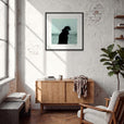 Misty Mind Framed print 70x70 cm / 28x28″ Black frame in interior