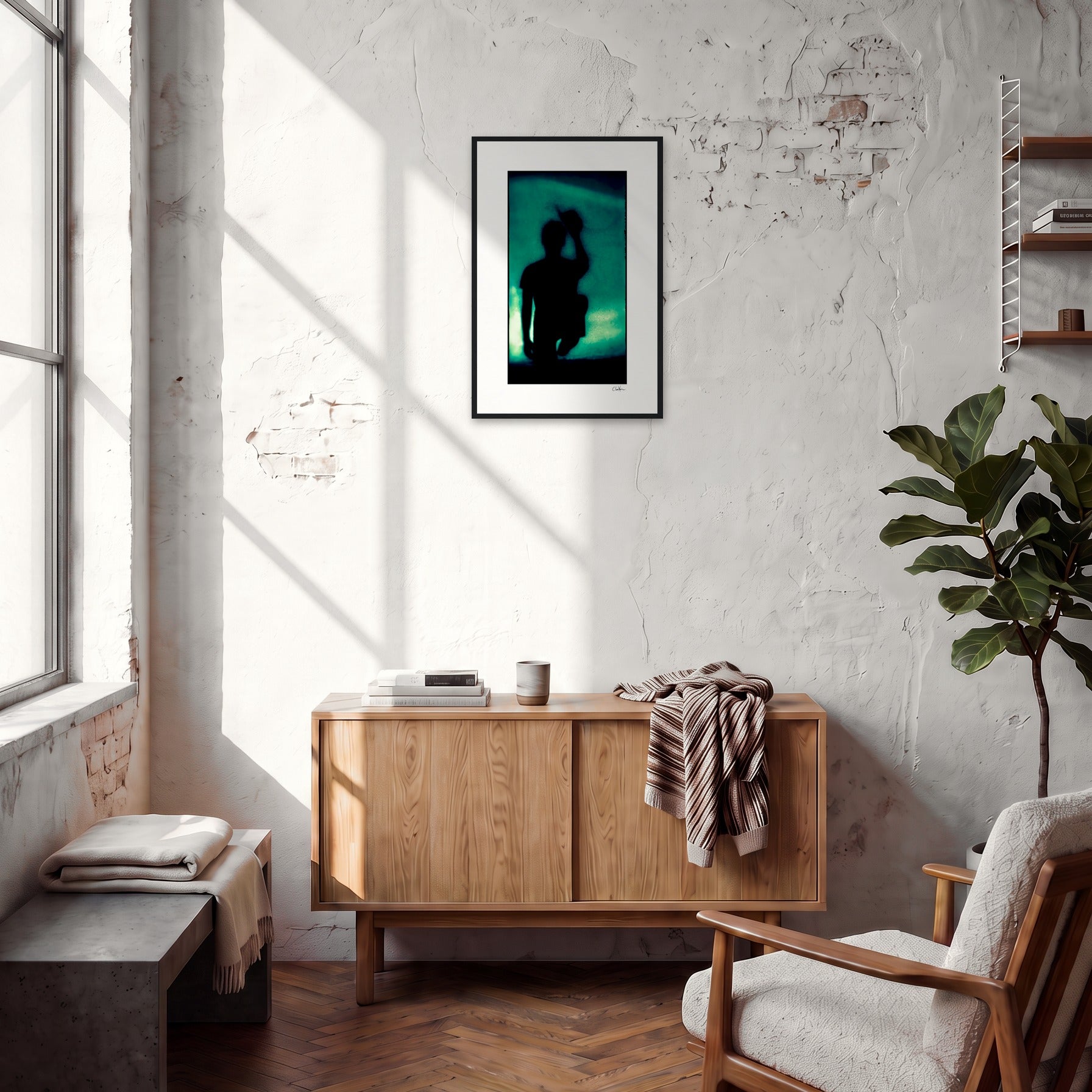 Dancing Cowboy Framed print 40x60 cm / 16x24″ Black frame in interior