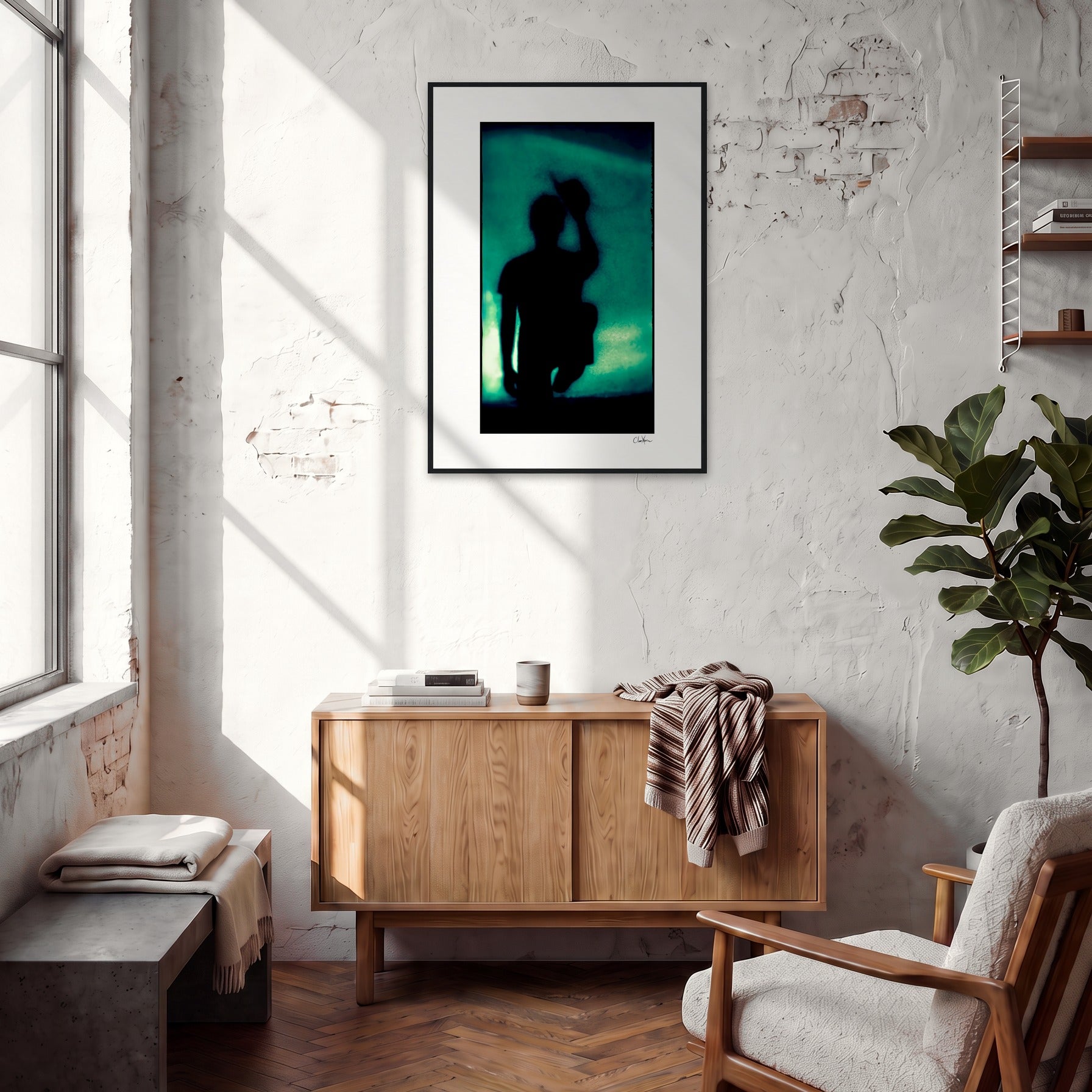 Dancing Cowboy Framed print A1 (59.4 x 84.1  cm) Black frame in interior