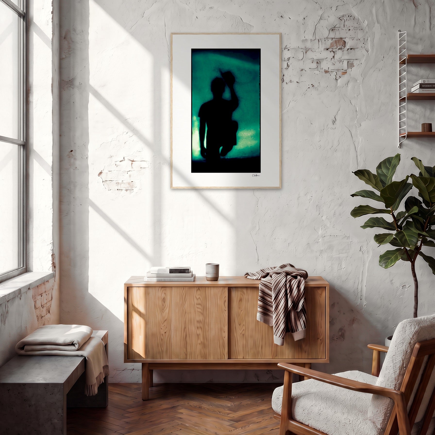 Dancing Cowboy Framed print A1 (59.4 x 84.1  cm) Wood frame in interior