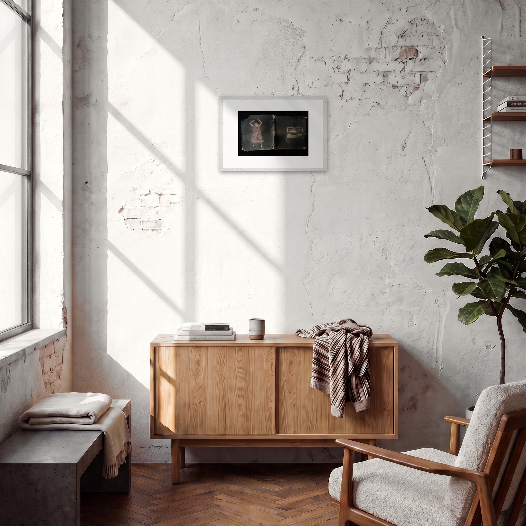 Never too Late Framed print 30x45 cm / 12x18″ White frame in interior