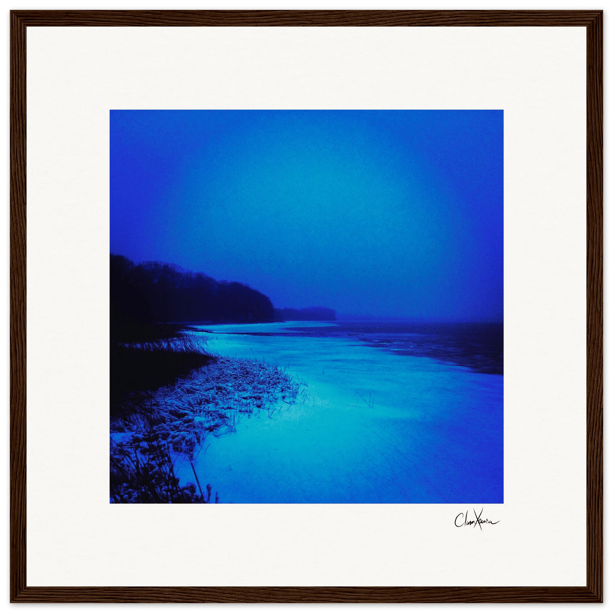 Nocturne Velvet Framed print 40x40 cm / 16x16″ Dark wood frame 35