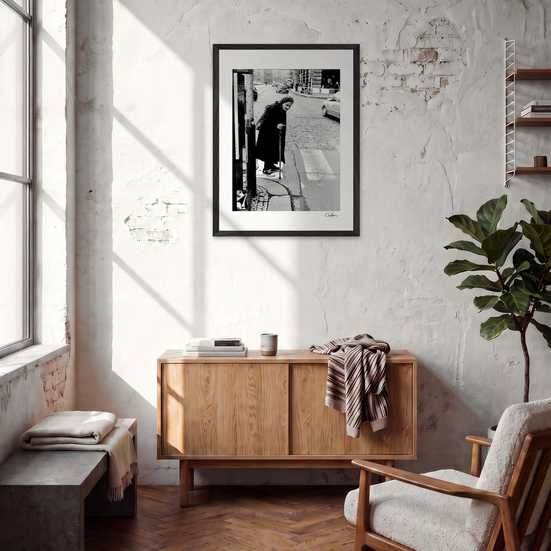 Old Star Framed print 60x80 cm / 24x32″ Black frame in interior