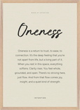 Oneness Word of Intention Framed print 50x70 cm / 20x28″ Wood frame Linen paper