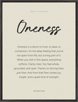 Oneness Word of Intention Framed print 60x80 cm / 24x32″ Black frame Linen paper