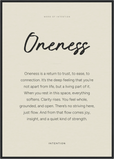 Oneness Word of Intention Framed print A1 (59.4 x 84.1  cm) Black frame Linen paper